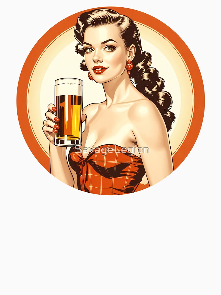 vintage beer girl, vintage beer, beer poster, beer girl, beer pinup, retro beer poster by SavageLegion