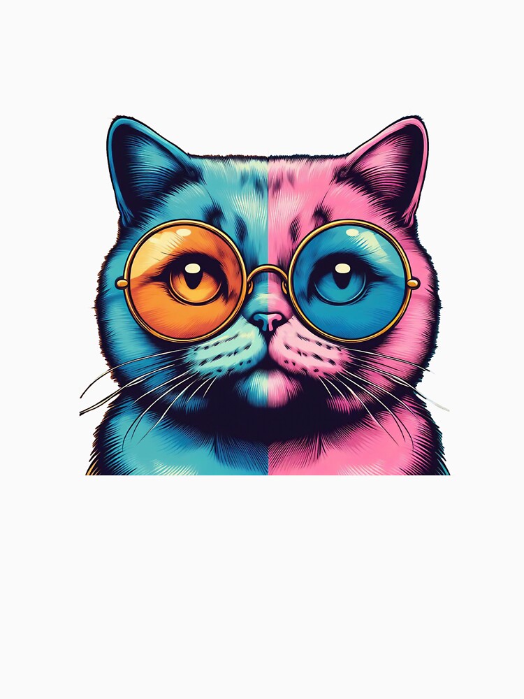 Pop-Art Cat: a colorful and fun illustration in the style of Andy Warhol. by MrGraffo Unisex , , , Long Sleeve Tee