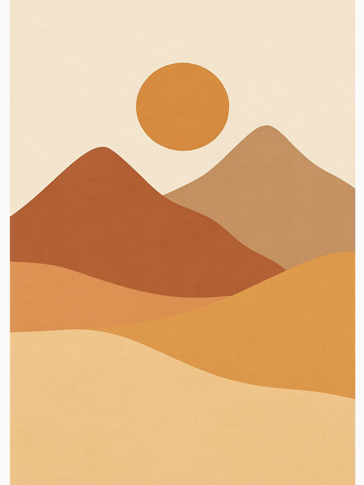Minimalist Desert Sun Mountains by Catiess