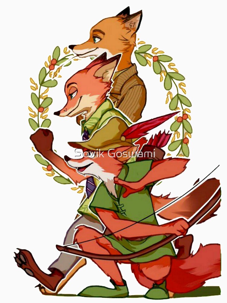 Robin Hood fox cartoon by Sovik Goswami Unisex , , , Long Sleeve Tee