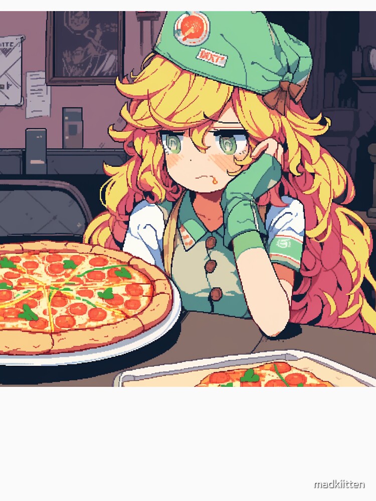 Kawaii Anime Pizza Girl – Cute Food Anime Design by madkiitten Unisex , , , Long Sleeve Tee