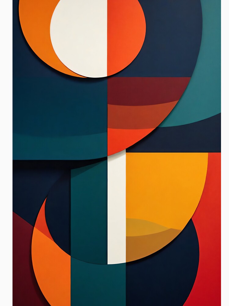 Bold Geometric Abstract with Circles and Rectangles in Orange Teal Red and Dark Blue Layers by Mimoshi ⭐⭐⭐⭐⭐