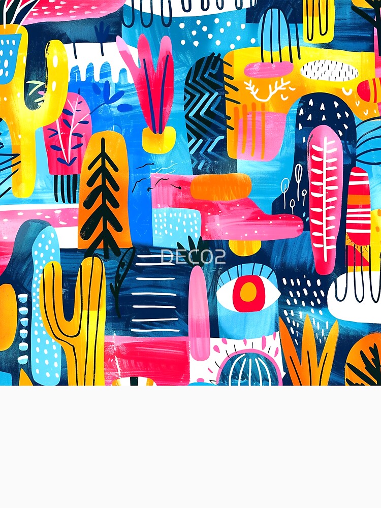 Pop Art-Inspired Colorful Vibrant Abstract Designs Pattern by DEC02 Unisex , , , Long Sleeve Tee