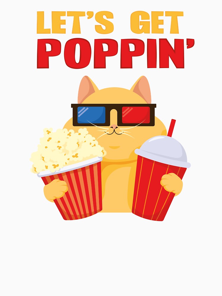 Let's Get Poppin' - Cat Watching a Movie by Art-of-Rory Unisex , , , Long Sleeve Tee