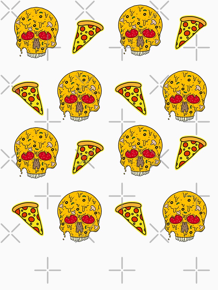 Pizza Skulls N Slices (Red) by Milasneeze Unisex , , , Long Sleeve Tee
