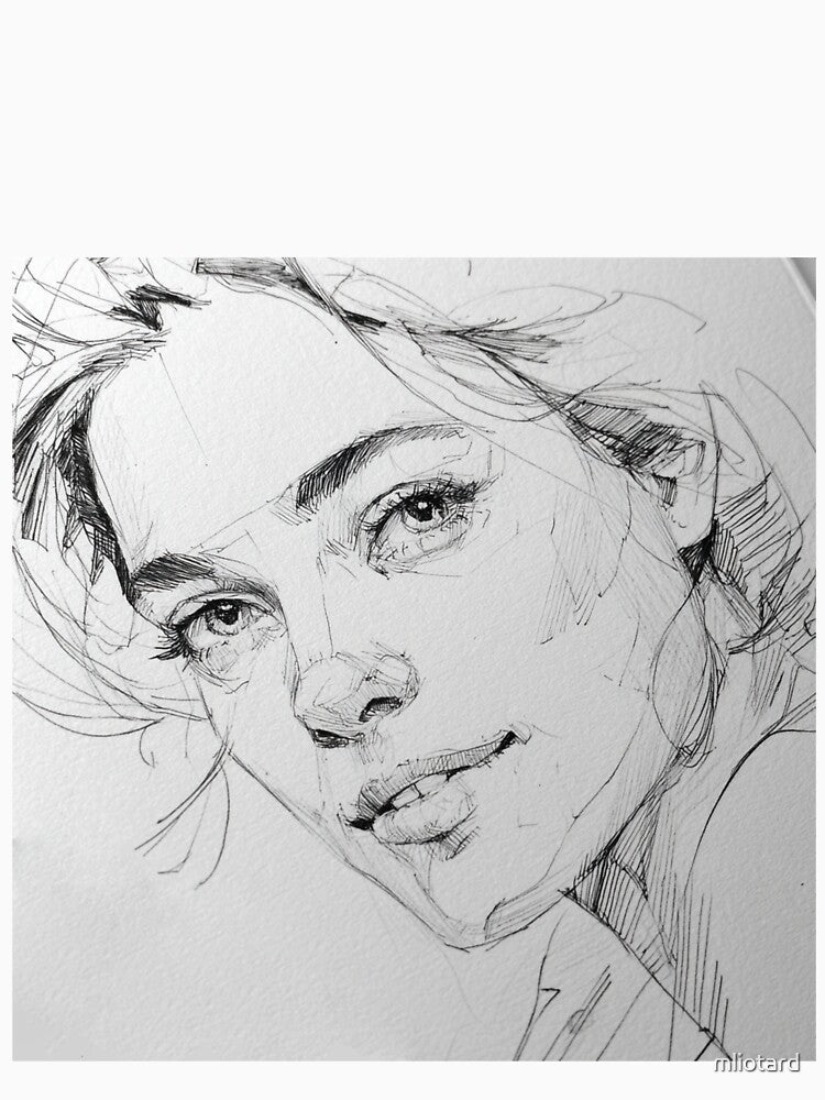 Elena the Muse – Expressive Line Art Portrait by mliotard