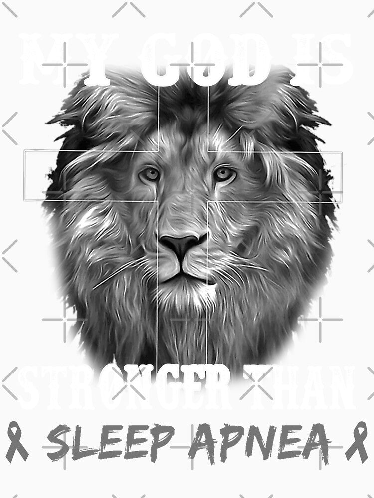 Lion My God Is Stronger Than SLEEP APNEA Support SLEEP APNEA Warrior by Hatjar Unisex , , , Long Sleeve Tee