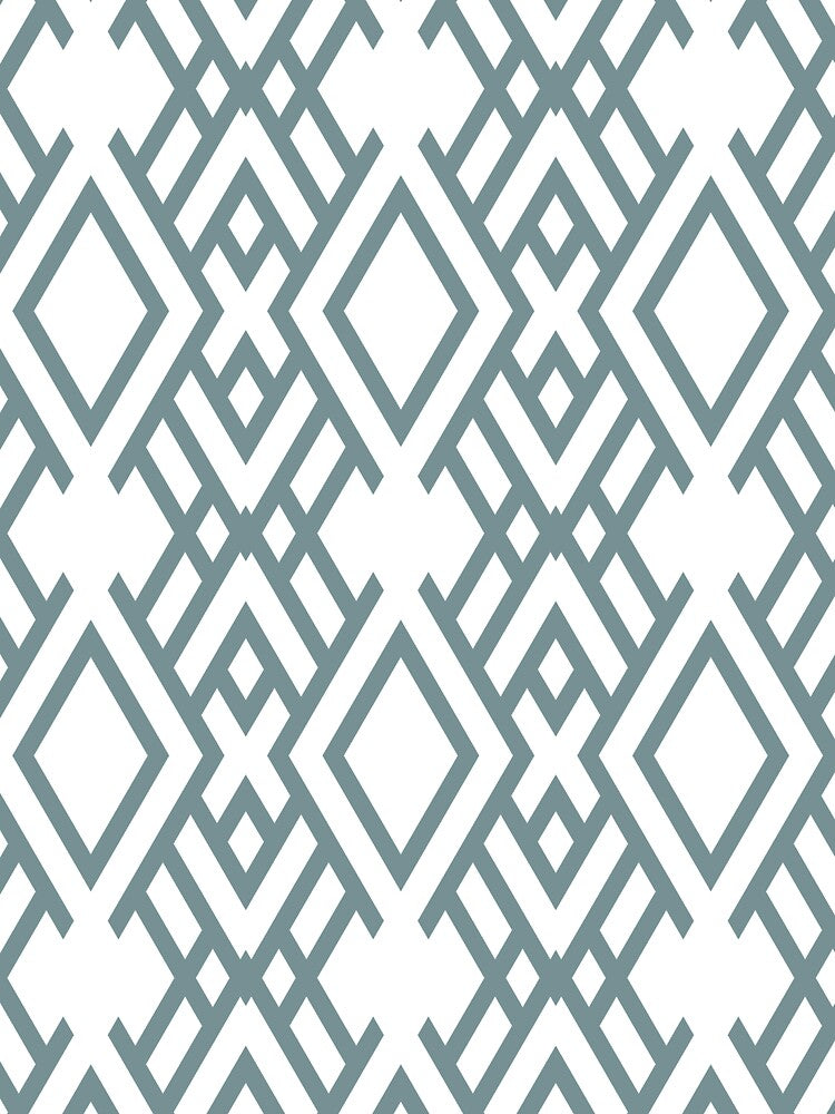 Blue and White Geometric Striped Art Deco Pattern Coordinates w/ Farrow & Ball 2022 Popular Color Stone Blue 86 - Colour Trends - Trending Hue by ColorOfTheYears