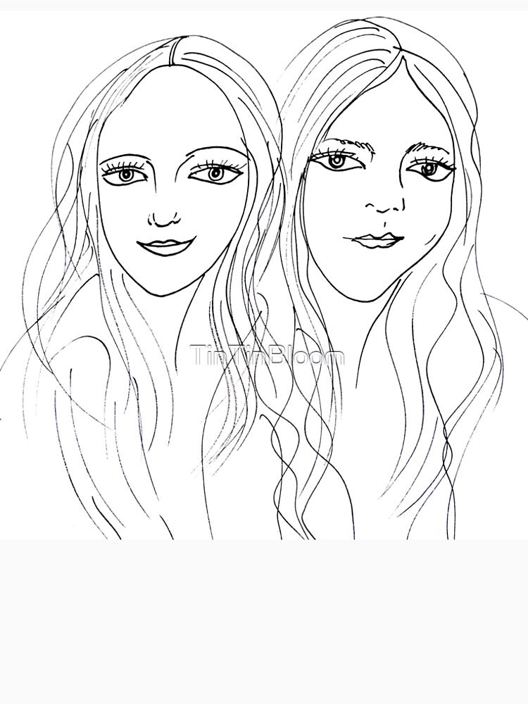 Minimalist Female Duo Line Drawing by TinTinBloom