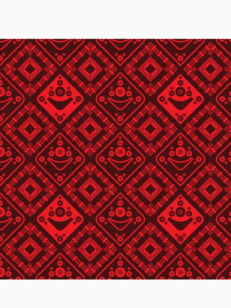 A bold boho seamless pattern featuring floral tribal elements in red tones. Designed for fashion by zephstudoartist