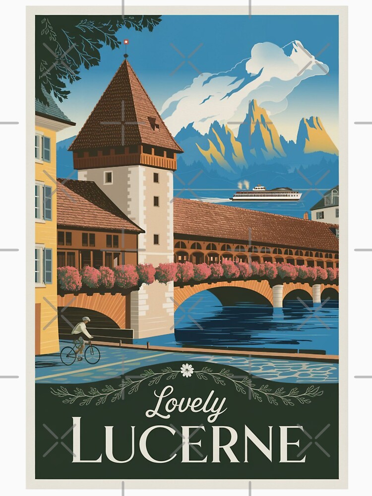 Lucerne Vintage Travel Poster by TravelerRat Unisex , , , Long Sleeve Tee