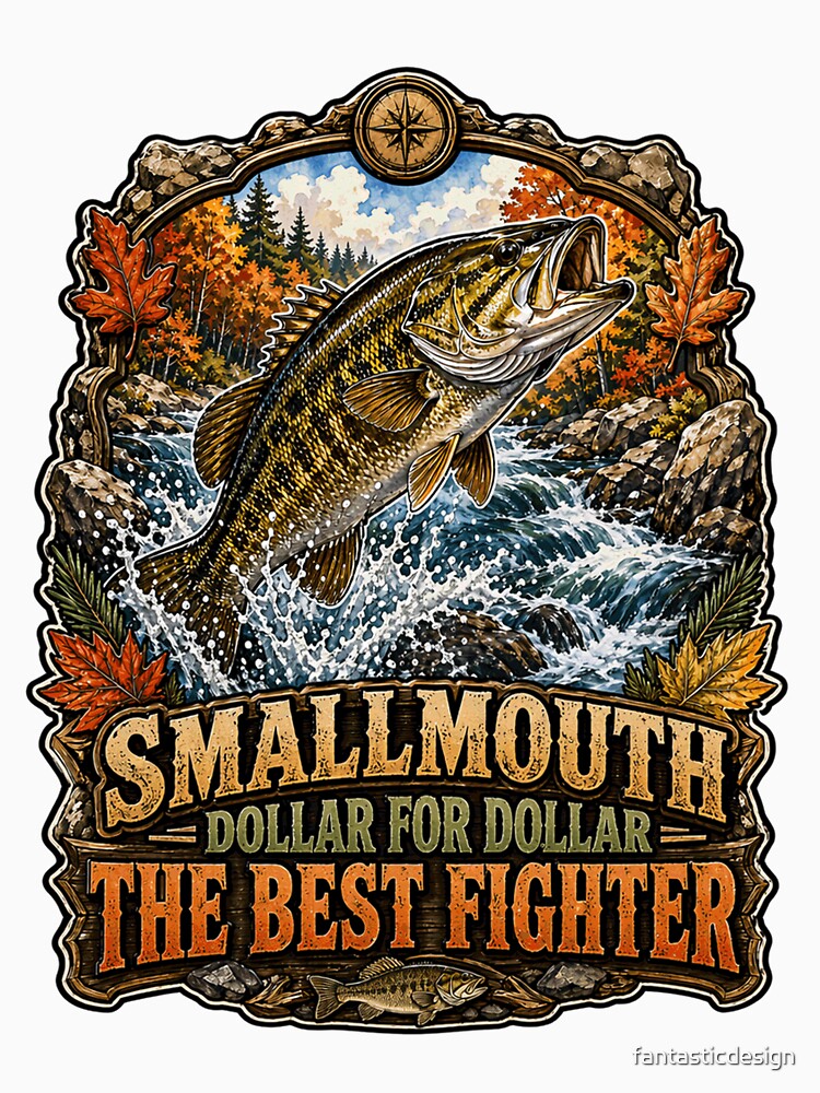 Fishing Design Smallmouth Bass Dollar for Dollar The Best Fighter by fantasticdesign Unisex , , , Long Sleeve Tee