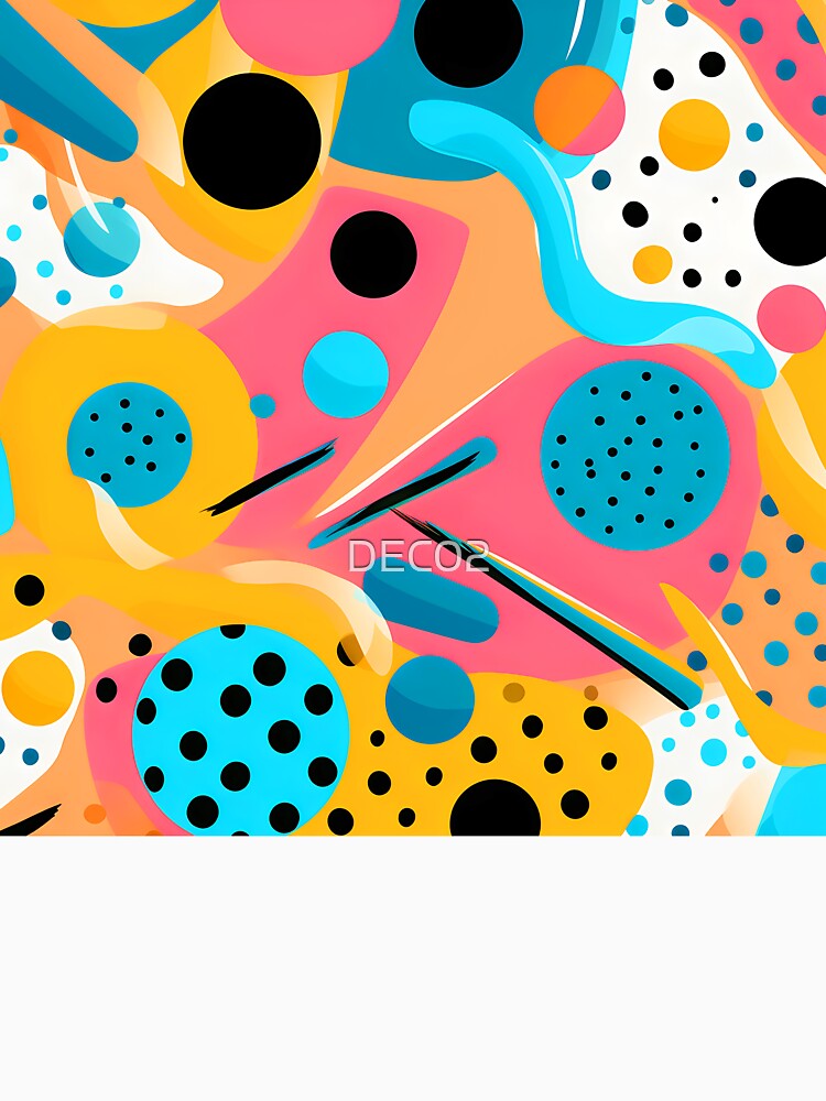 Pop Art Abstract Blue, Yellow And Pink Pattern by DEC02 Unisex , , , Long Sleeve Tee