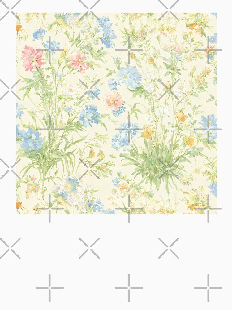 Soft Pastel Wildflower Toile de Jouy Pattern by SeamPix Unisex , , , Long Sleeve Tee