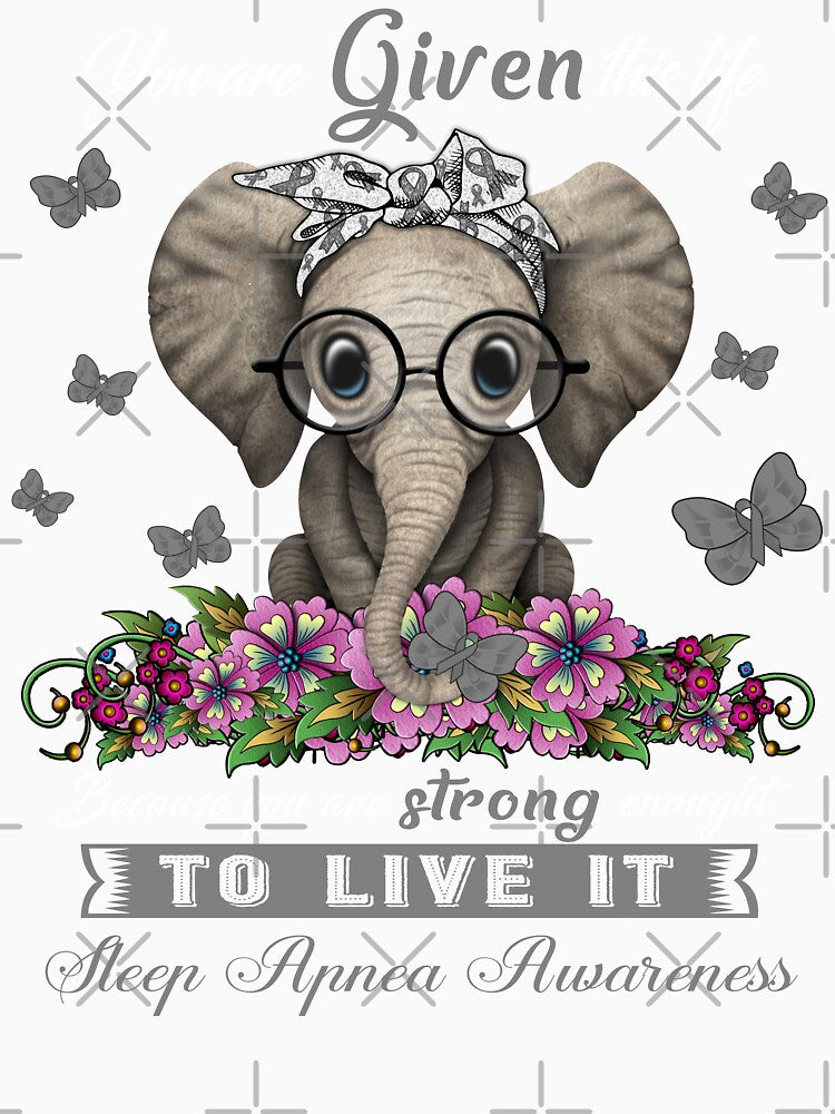 Sleep Apnea Warrior Cute Elephant Lover Gifts by Adropine Unisex , , , Long Sleeve Tee