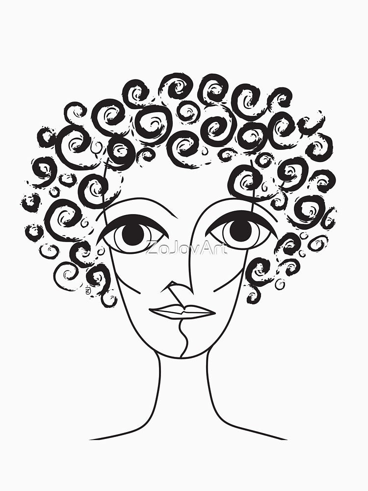 Curly Hair Beauty Line Art by ZoJovArt
