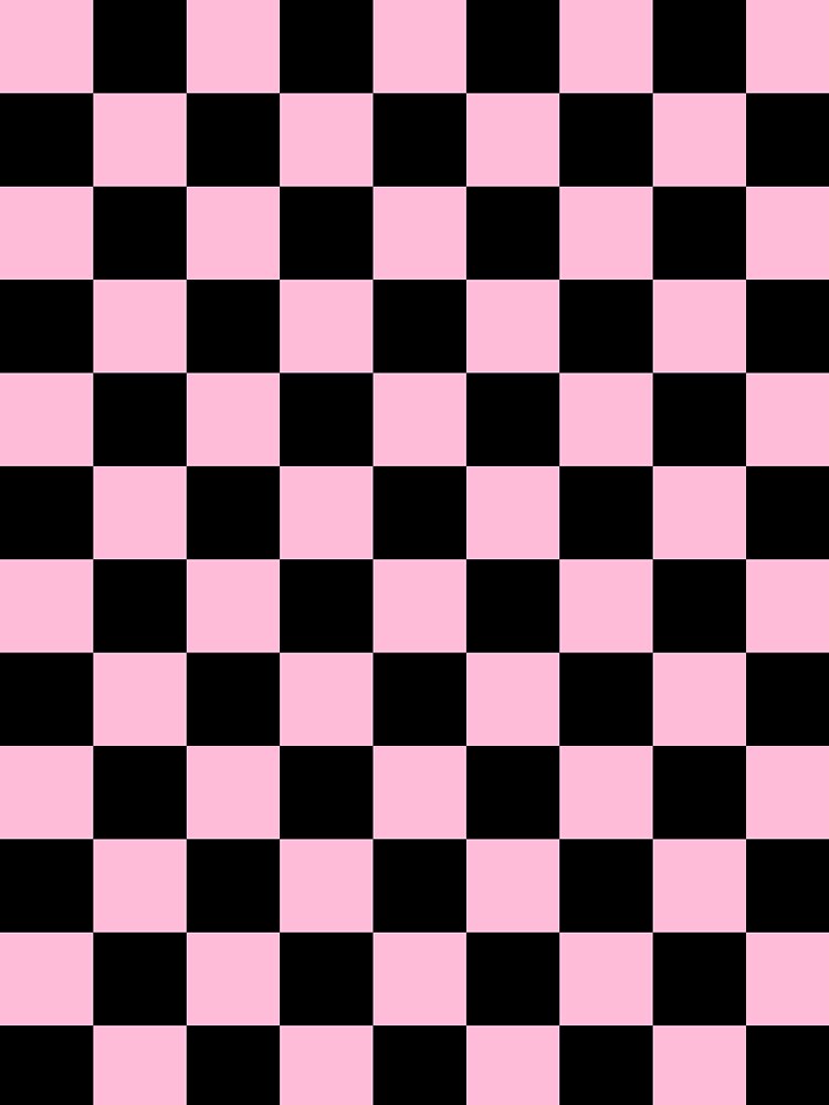 Checkered - Black and Cotton Candy Pink by JustPatterns2 Unisex , , , Long Sleeve Tee