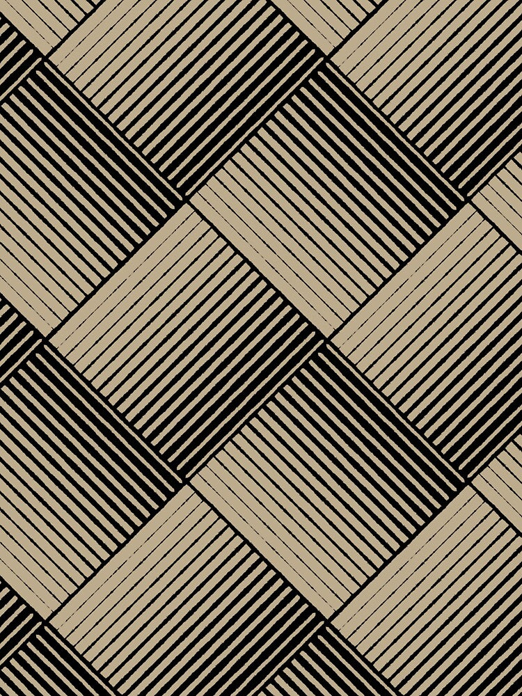Black and Tan Square Mosaic Stripe Pattern Pairs DE 2022 Trending Color Bamboo Screen DE6193 by ColorOfTheYears