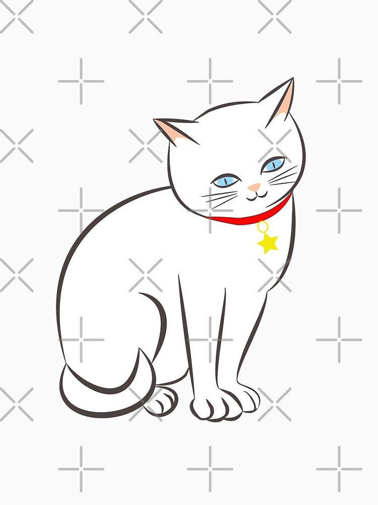 Cute White Kawaii Kitty Cat with Blue Eyes by lovelyandcute Unisex , , , Long Sleeve Tee