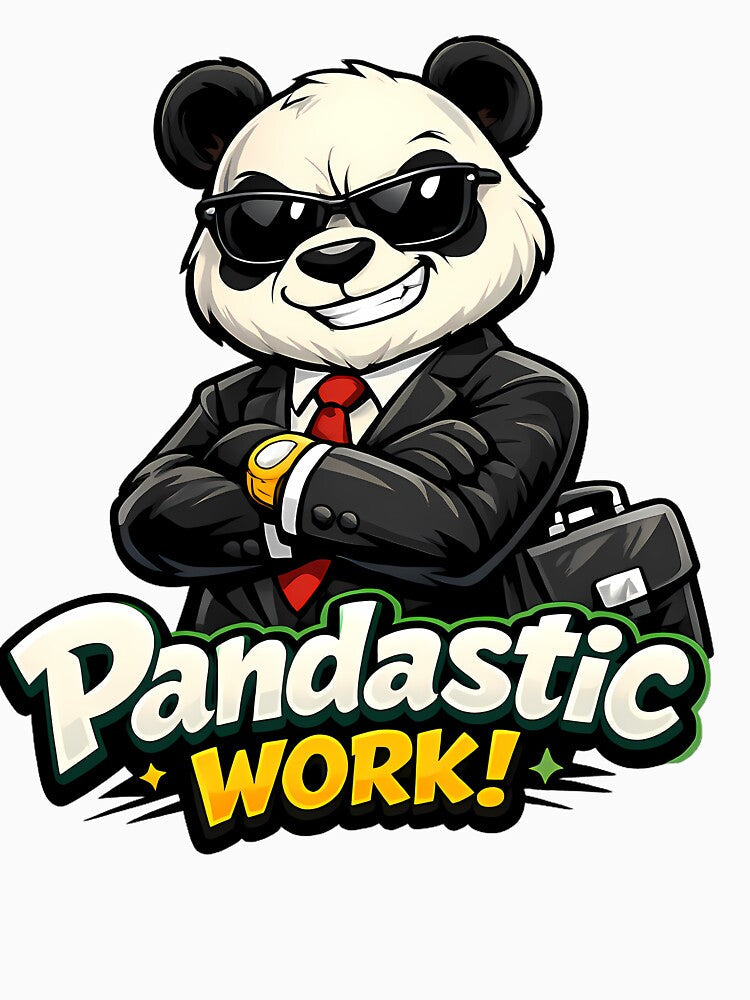 Office Panda Funny Work Cartoon Design, Relatable Panda Character for Daily Office Life by AuraloomAtelier