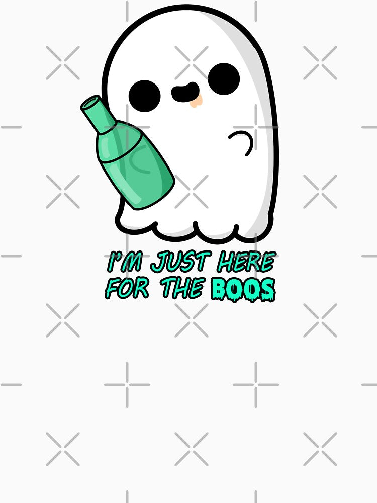 Cute Cartoon Ghost|| I'm Just Here for the Boos || Kawaii Halloween by cookingwithten Unisex , , , Long Sleeve Tee