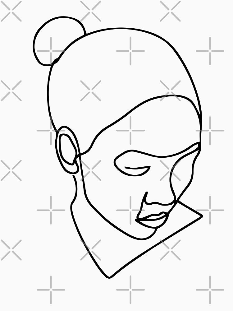 Abstract Modern - Feminine Face Portrait - Art Line Drawing by RLYGR8