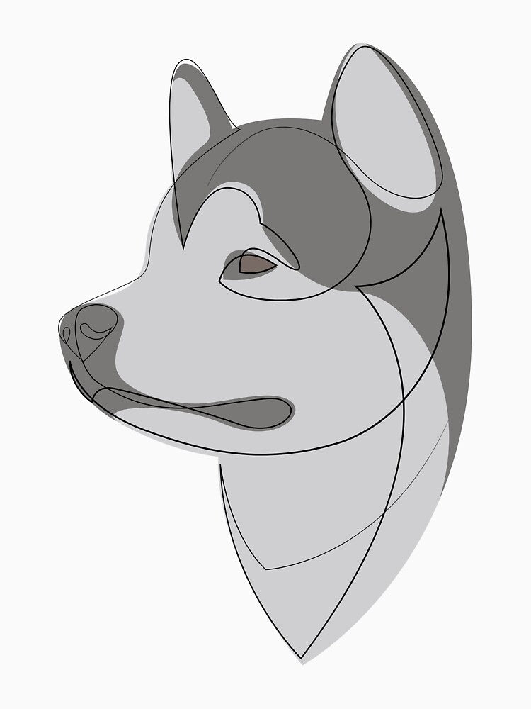 Alaskan Malamute - continuous line drawing by addillum