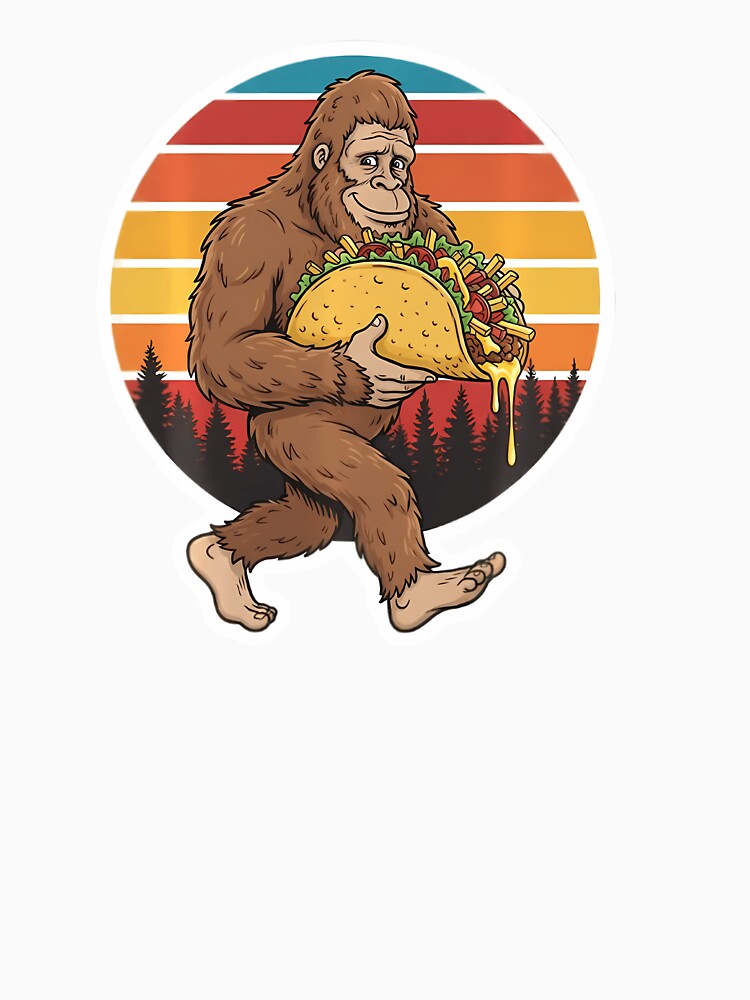 Bigfoot Carrying Taco Funny Cinco De Mayo by Le7yaStore Unisex , , , Long Sleeve Tee