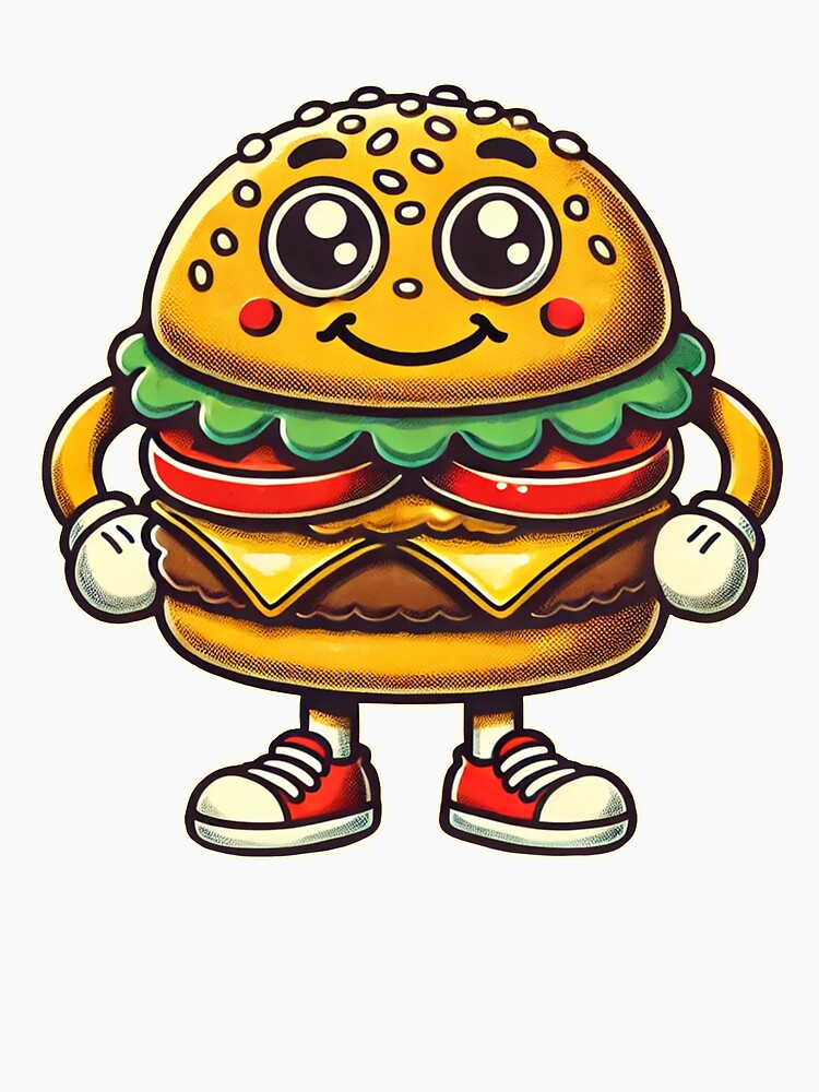 Hamburger Funny Retro Hamburger Lover by BlueBerry-Pengu Unisex , , , Long Sleeve Tee