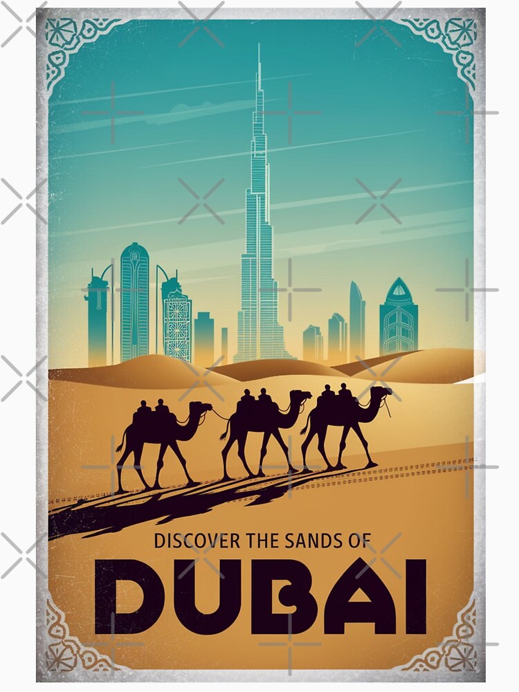 Dubai Vintage Travel Poster by TravelerRat Unisex , , , Long Sleeve Tee