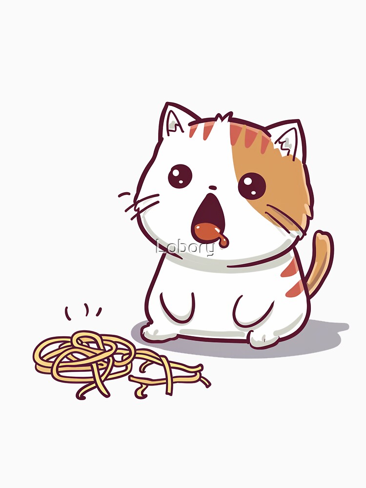 Cute kawaii cat spaghetti by Lobory Unisex , , , Long Sleeve Tee