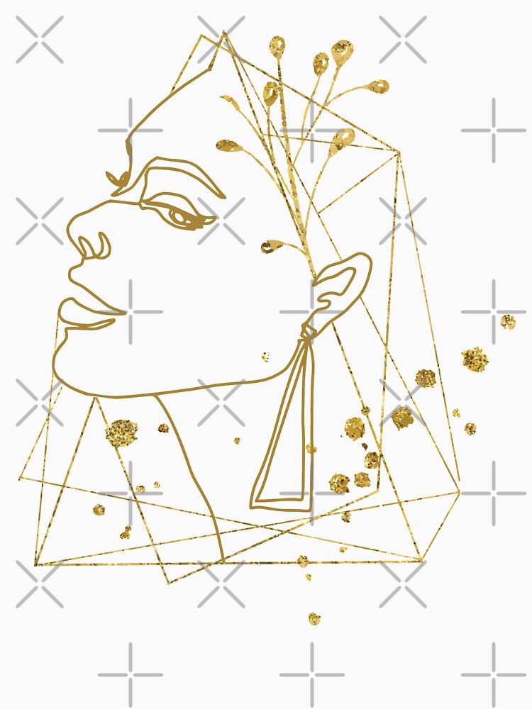 Golden Women Portrait Nymph Line Art by HerMindSpeaks