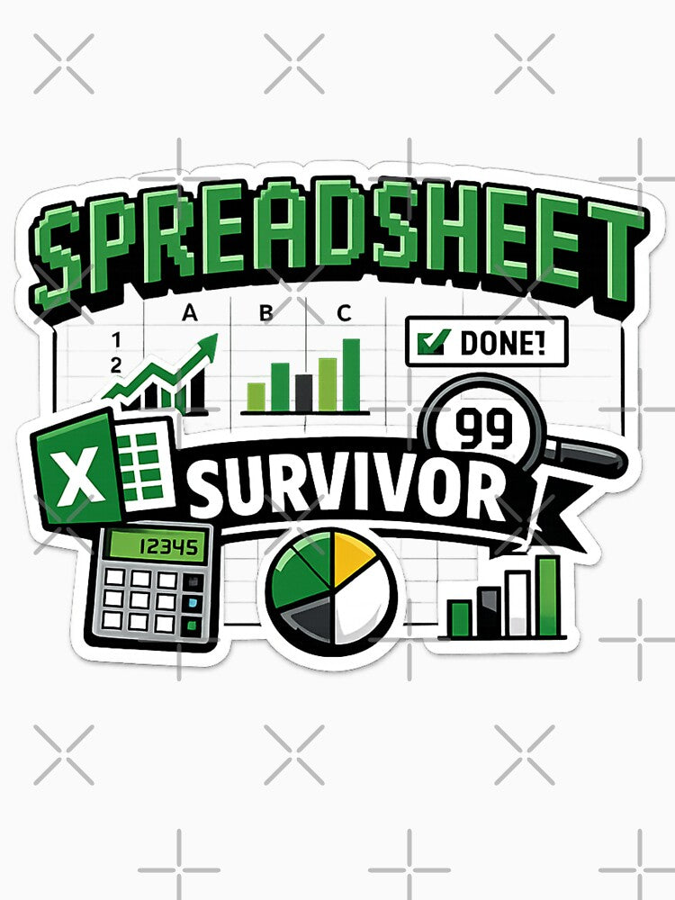 Spreadsheet Survivor Excel Humor Sticker by Crybyte Studio Unisex , , , Long Sleeve Tee