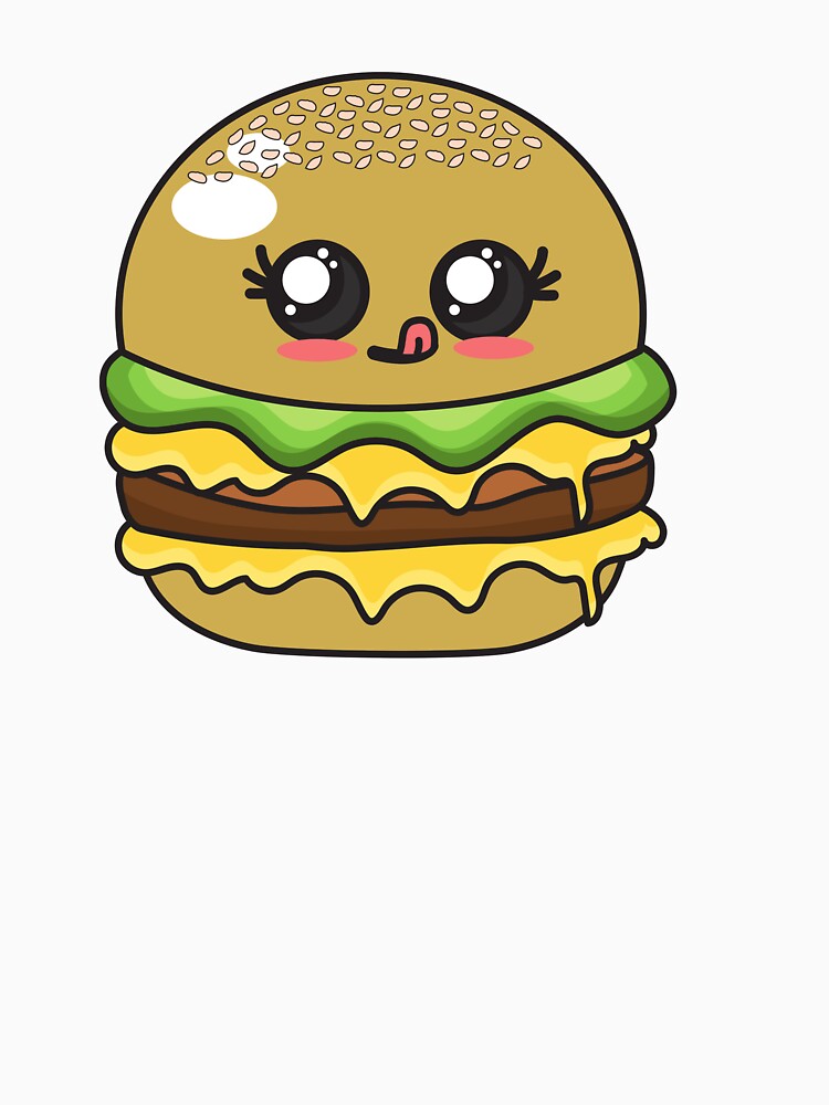Cute Adorable Burger! - Kawaii Food Design by sweetpeanut Unisex , , , Long Sleeve Tee