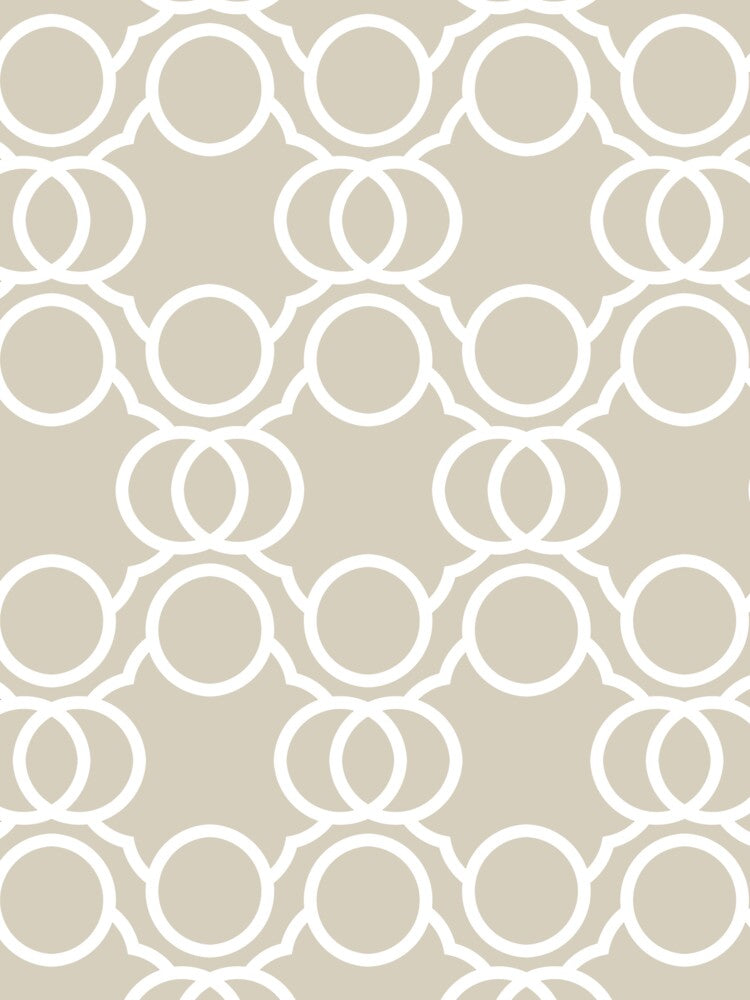 Tan and White Geometric Circle Pattern Pairs DE 2022 Popular Color Doric White DET641 by ColorOfTheYears