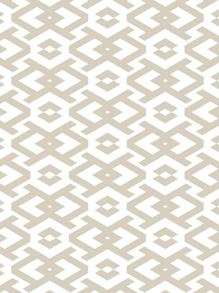 Tan and White Art Deco Geometric Shape Pattern Pairs DE 2022 Popular Color Doric White DET641 by ColorOfTheYears
