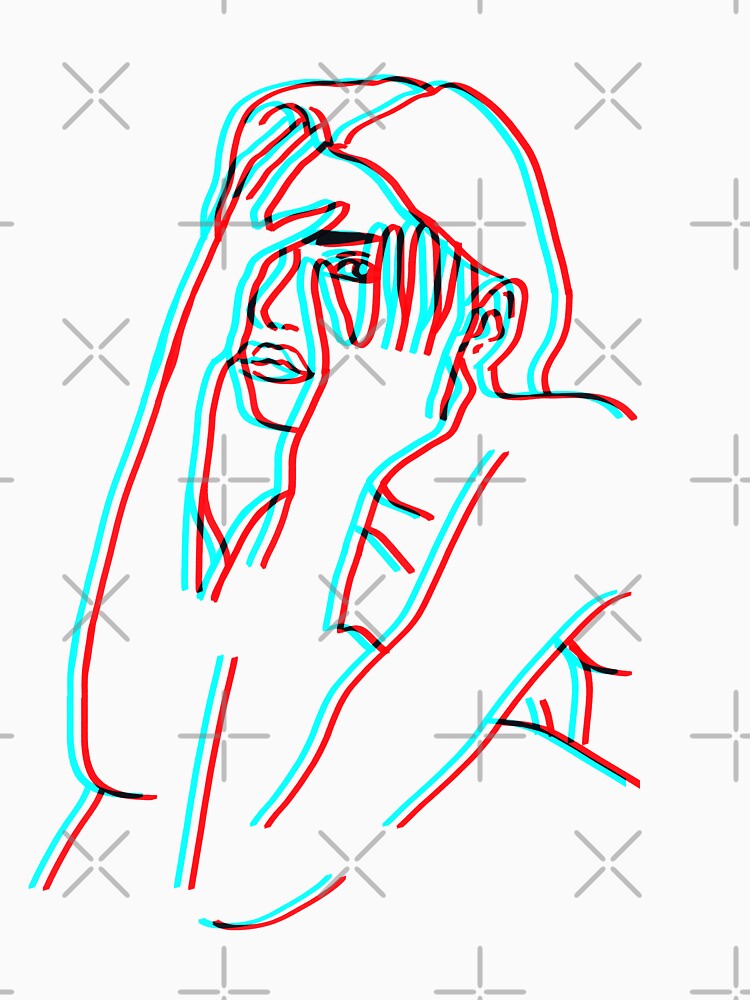Woman line art chromatic aberration by trajeado14