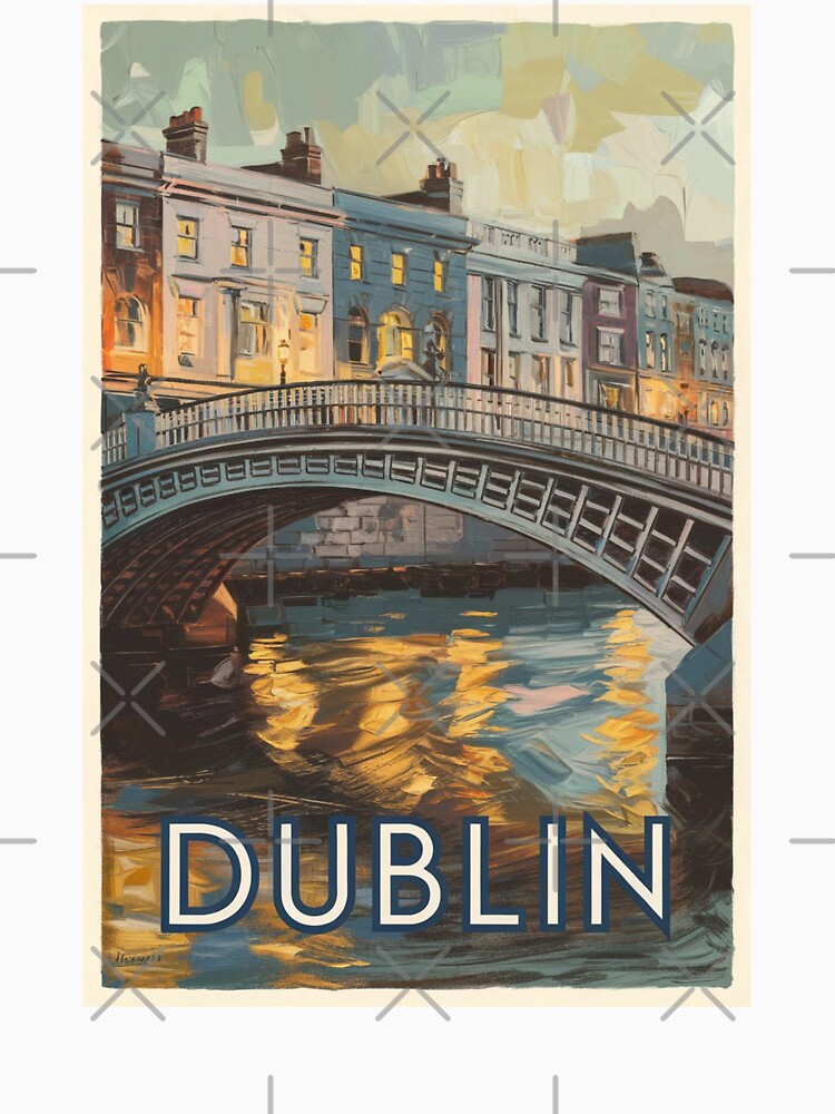Dublin Vintage Travel Poster by TravelerRat Unisex , , , Long Sleeve Tee