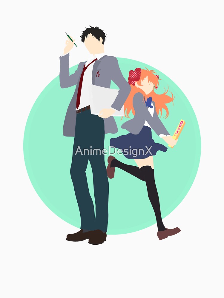 Nozaki and Chiyo - Gekkan shoujo Nozaki-kun - minimalist anime print by AnimeDesignX Unisex , , , Long Sleeve Tee