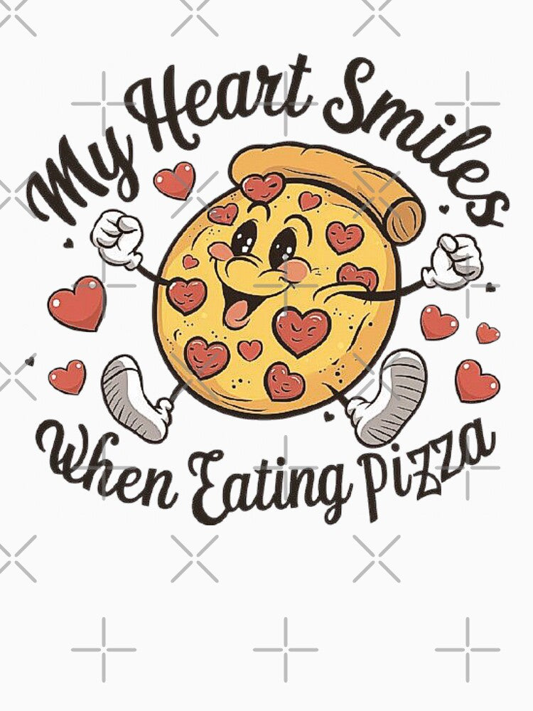 My Heart Smiles When Eating Pizza - Cute Pizza Lover Art by love3617 Unisex , , , Long Sleeve Tee