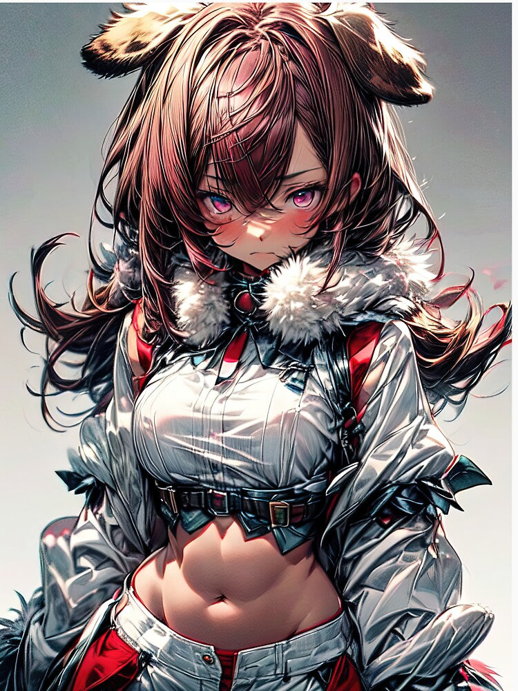 Anime snow girl fighter with bear ears portrait art by TheArtistOf2022 Unisex , , , Long Sleeve Tee