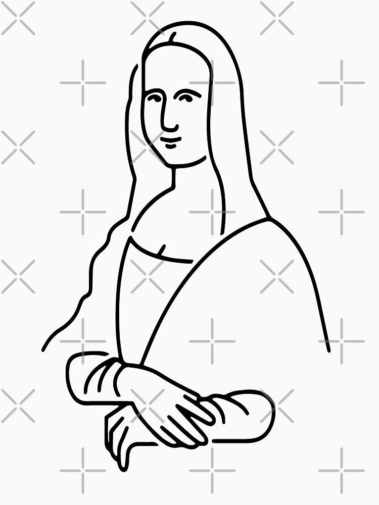 Art Line Drawing - Mona Lisa - Simple Minimalist Sketch by RLYGR8