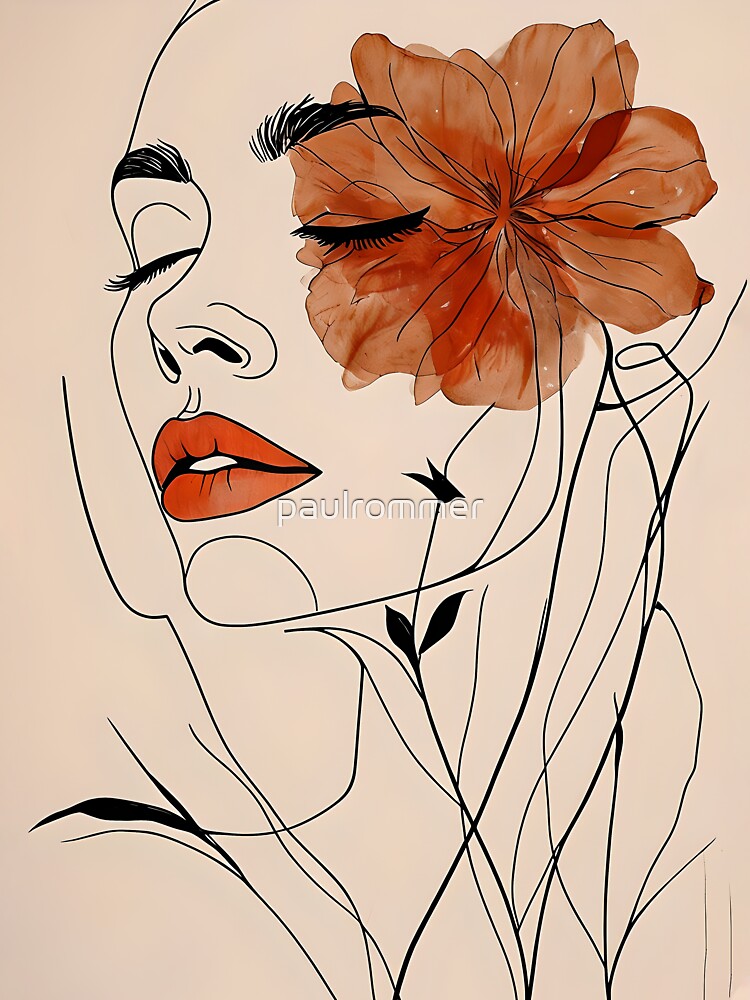 Floral Woman Line Art by paulrommer