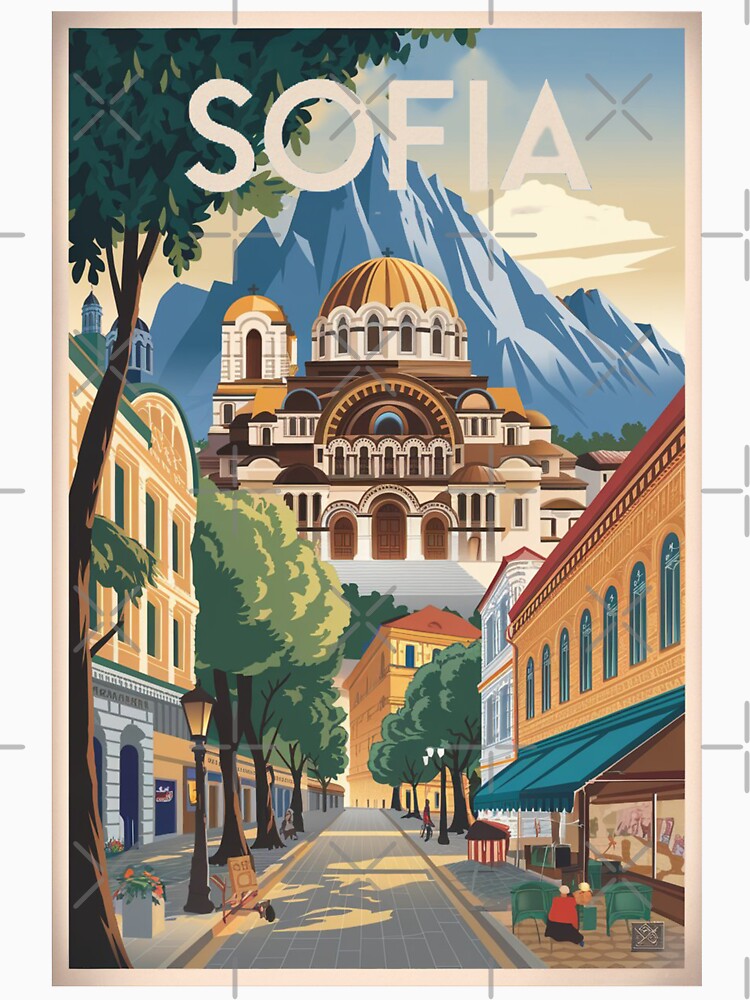 Sofia Vintage Travel Poster by TravelerRat Unisex , , , Long Sleeve Tee