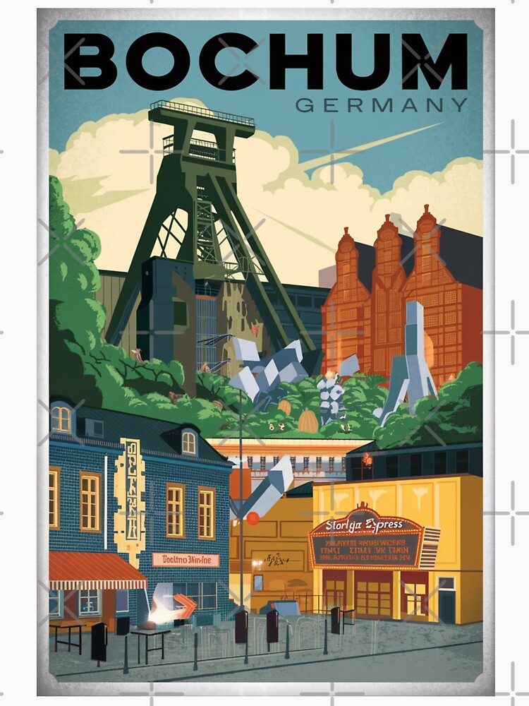 Bochum Vintage Travel Poster by TravelerRat Unisex , , , Long Sleeve Tee