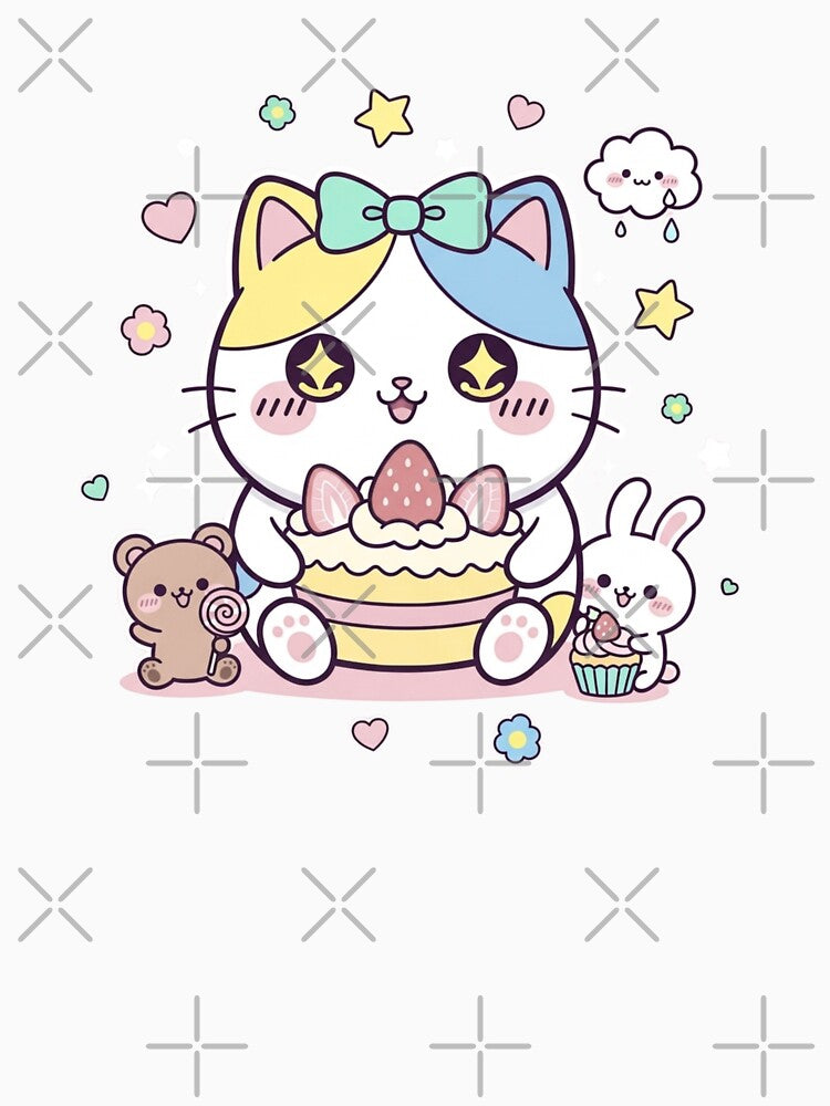 kawaii cute illustration classic tshirt and sticker by anandsiva2703 Unisex , , , Long Sleeve Tee