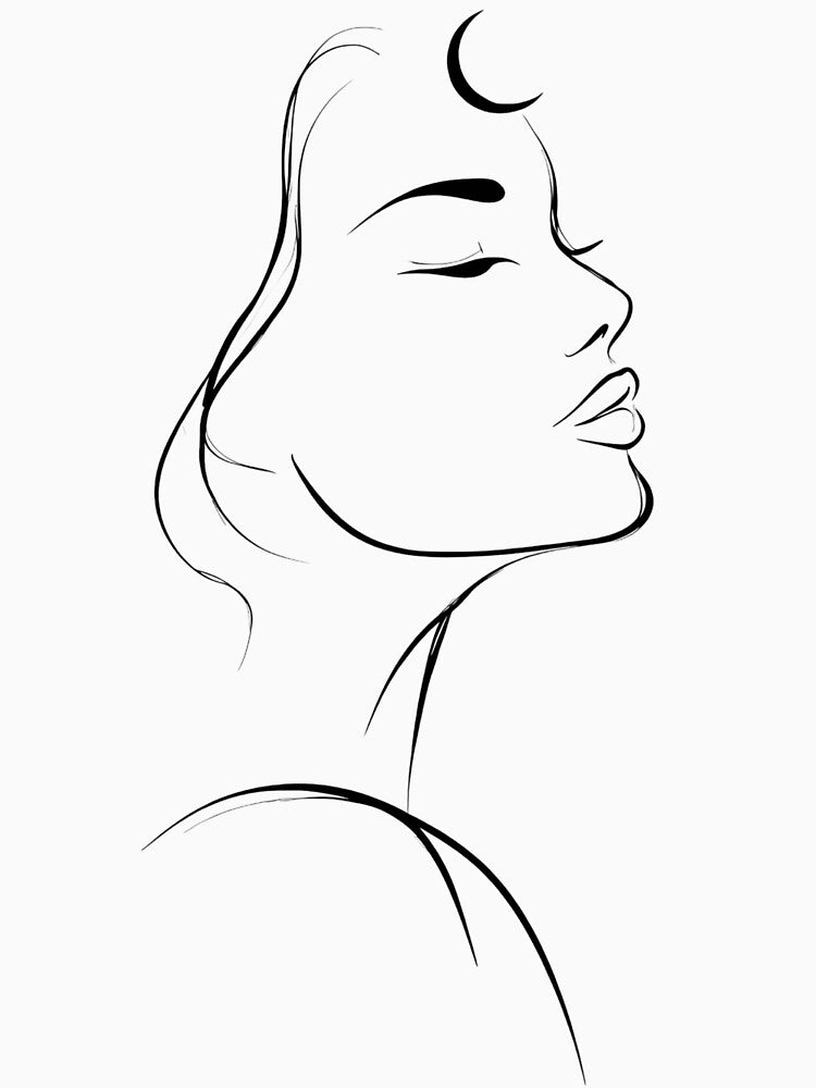 Moon Whisper – Minimal Feminine Line Art Profile by MoonSoul Studio