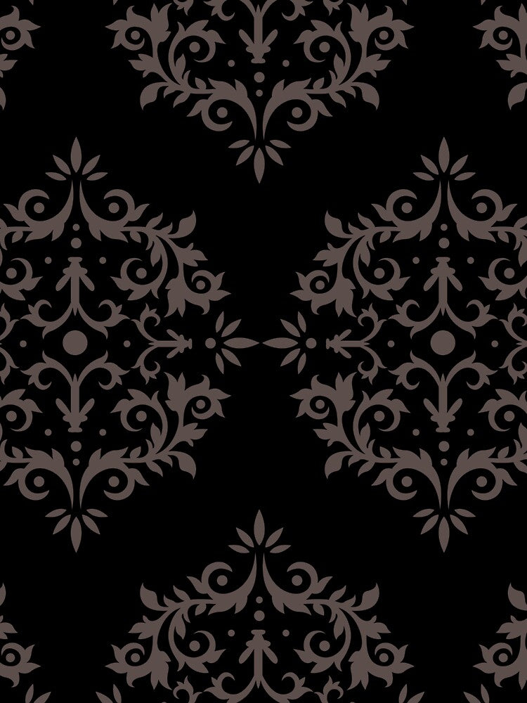 Black and Dark Brown Simple Damask Scroll Pattern Pairs DE 2022 Popular Color Nomad DET697 by ColorOfTheYears