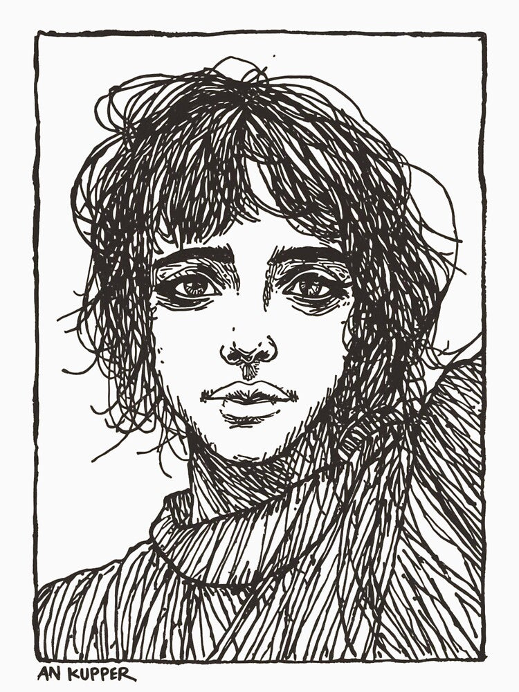 Dark Framed Portrait Sketch | Expressive Line Art Illustration by SoSpecialStore