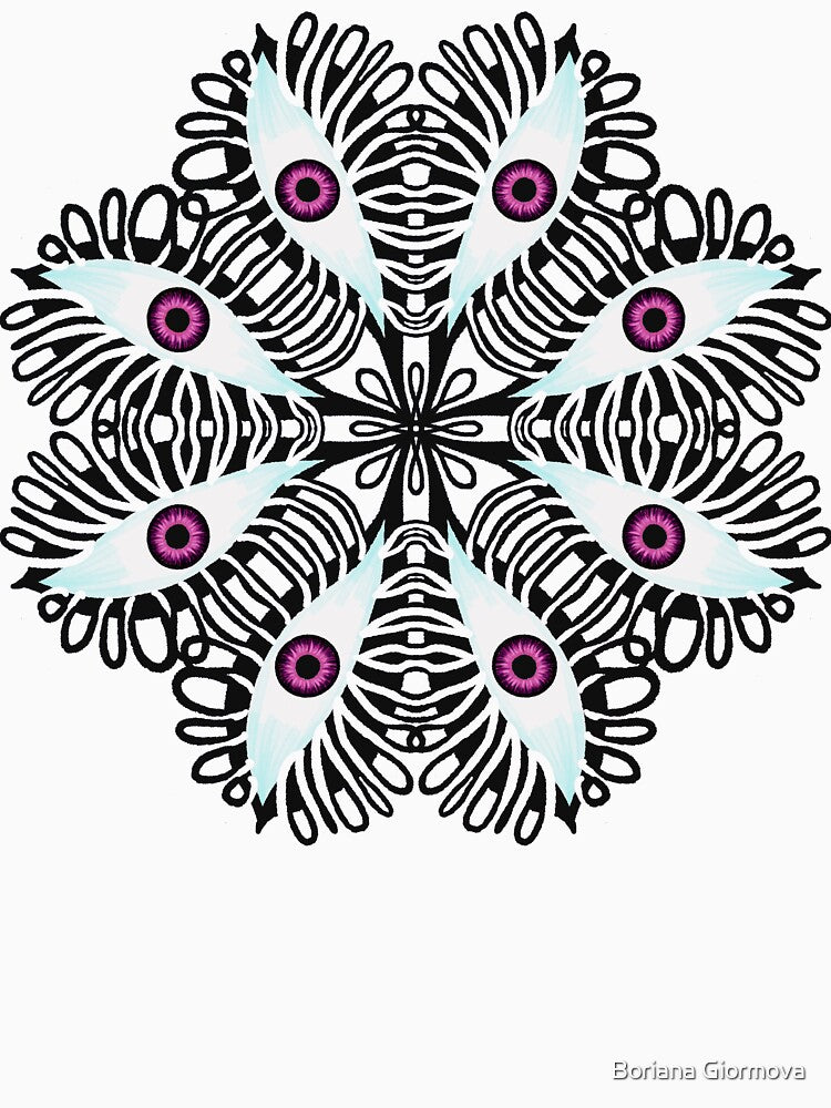 Gothic Flower With Purple Eyes - Trippy Ink And Watercolor by Boriana Giormova